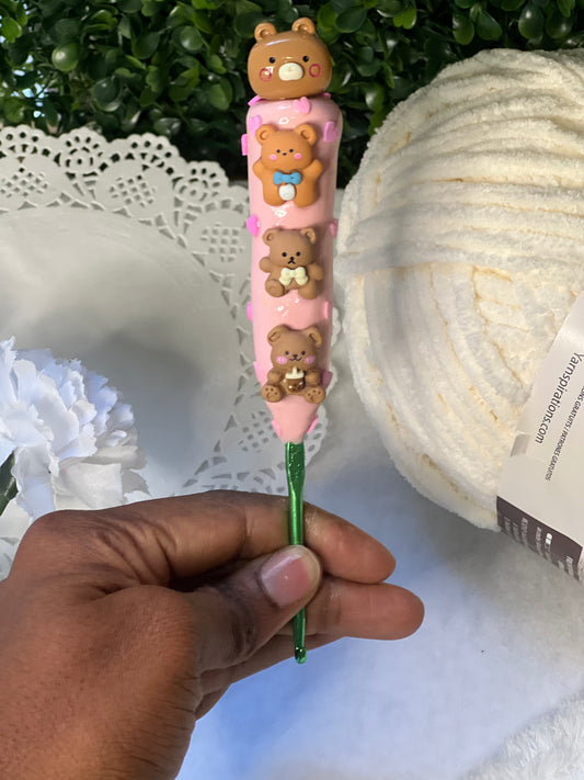 Crochet Hook (Pink Teddy bear)