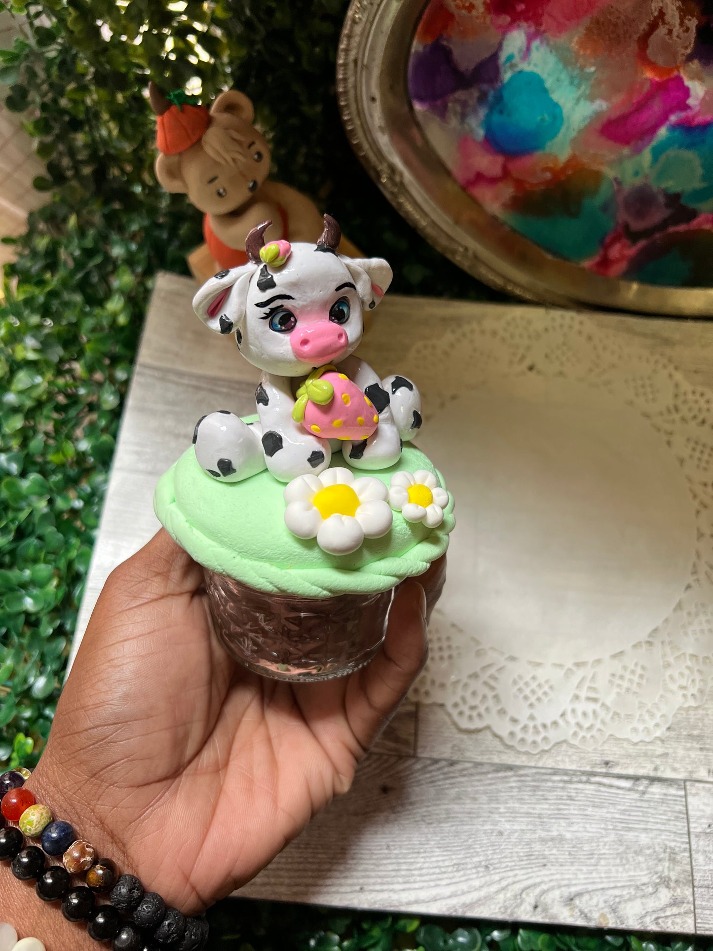 Decorative Jars/ Jars ( Strawberry 🍓 daisy 🌼 cow)