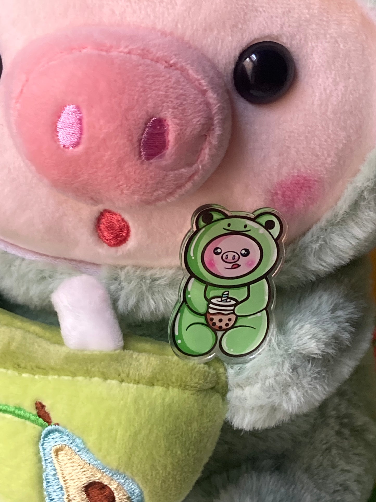 Piggy in frog costume PINS