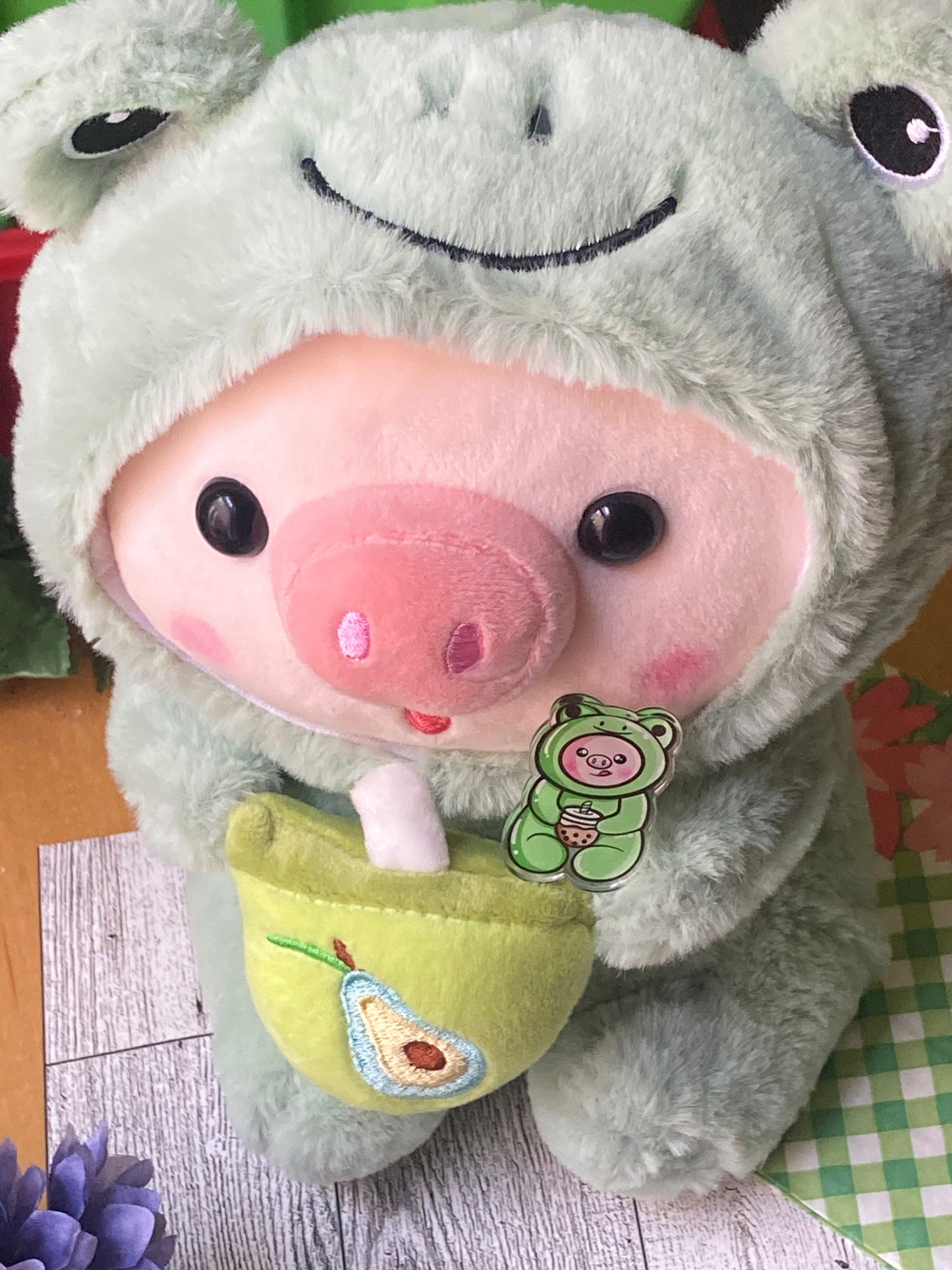 Piggy in frog costume PINS