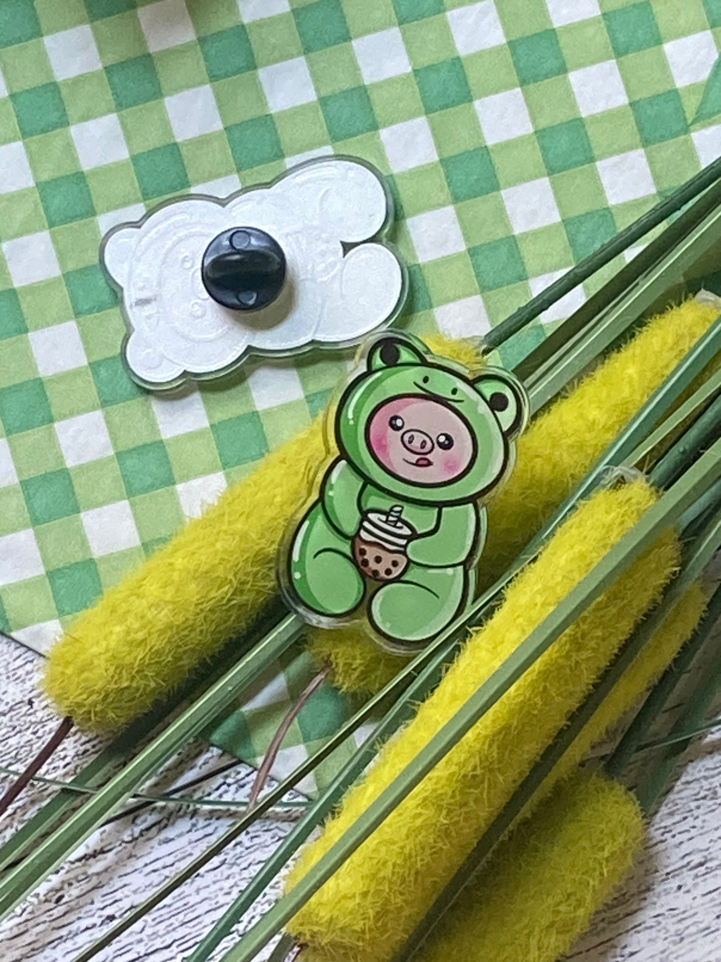 Piggy in frog costume PINS