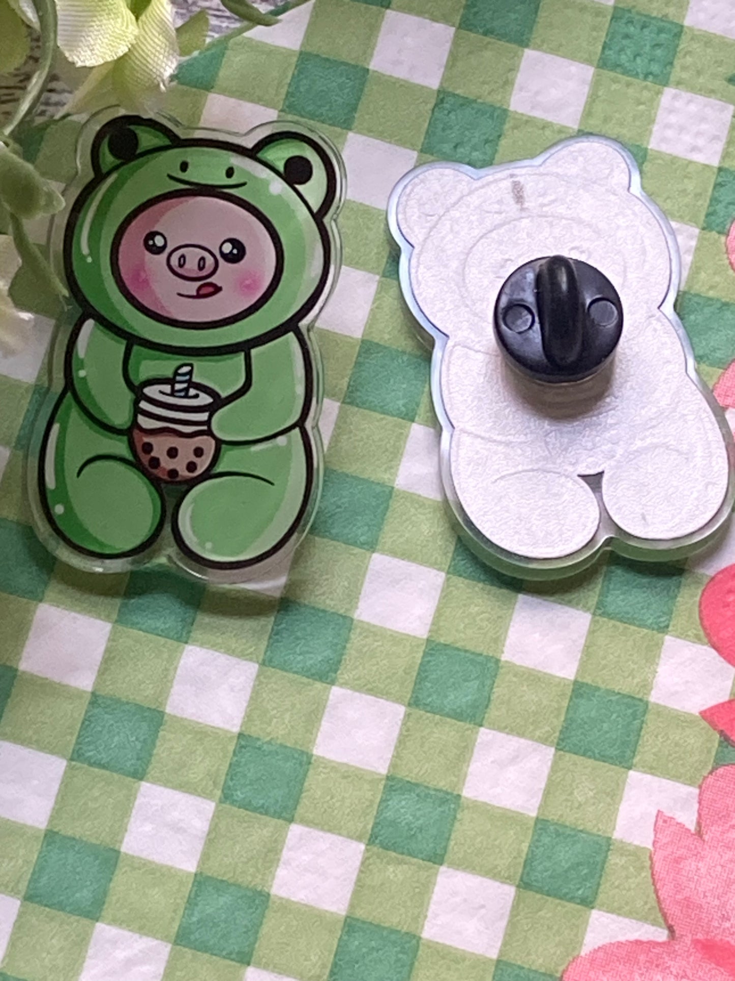 Piggy in frog costume PINS