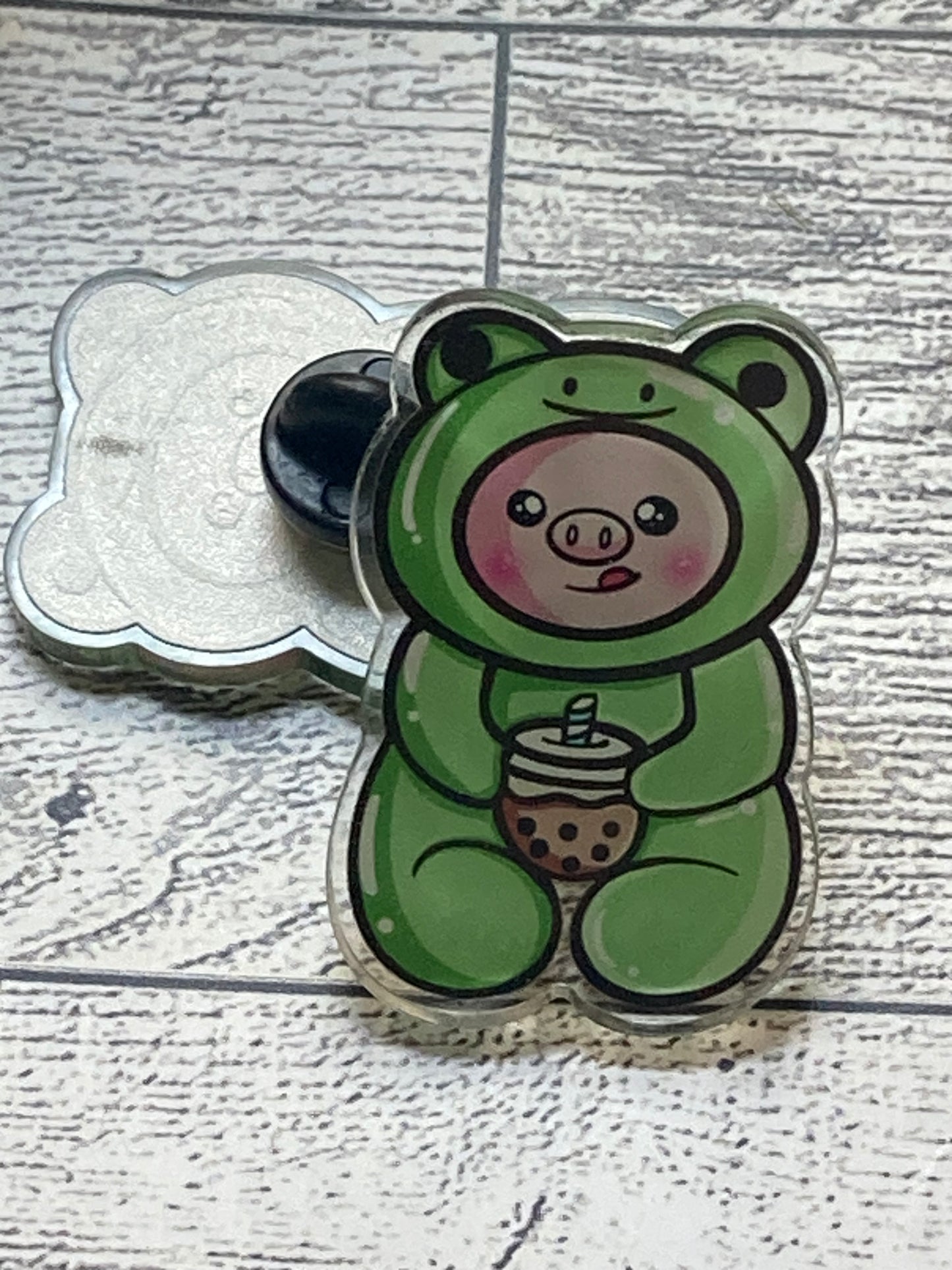 Piggy in frog costume PINS