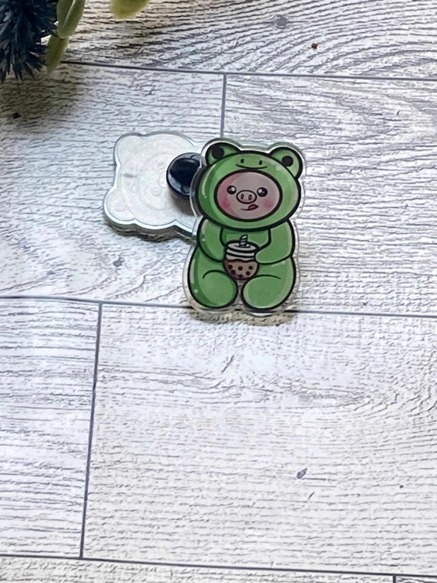 Piggy in frog costume PINS