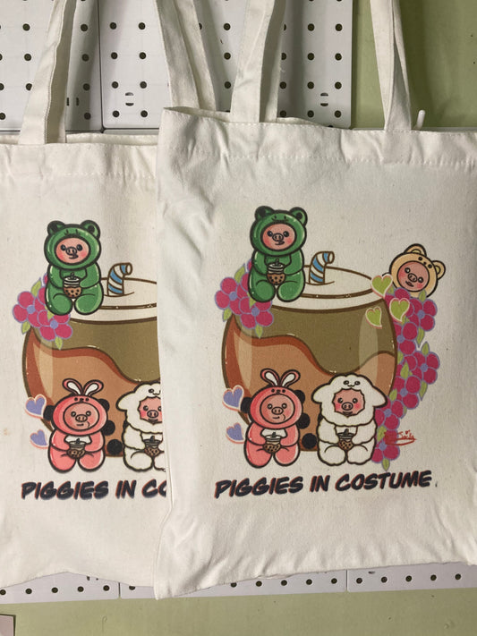 Piggies in Costume Tote Bags