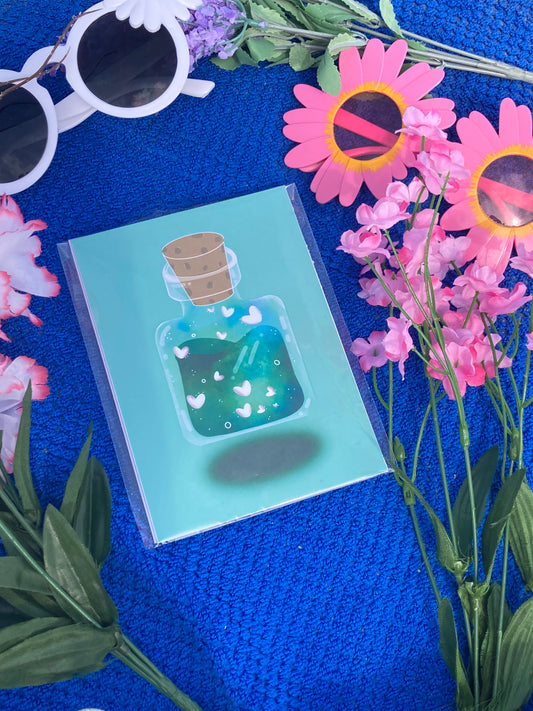 Botella de poción verde Tarjetas de felicitación
